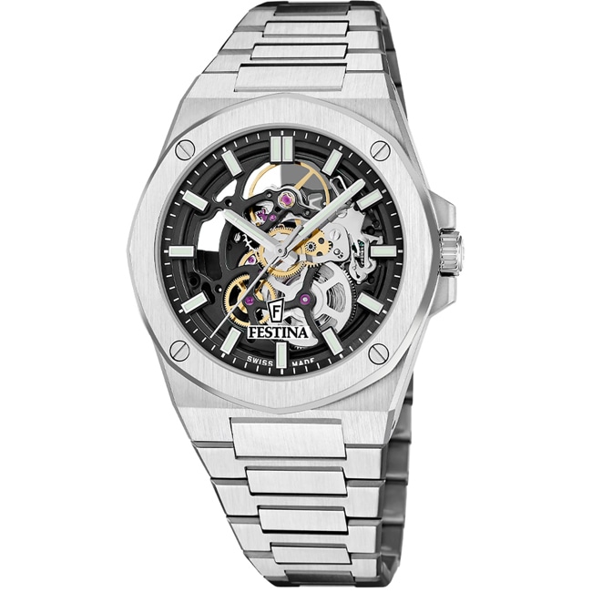 Festina Swiss Vallée Skeleton Silbrig / Schwarz - F22006/4