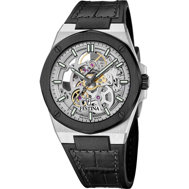 Festina Swiss Vallée Skeleton Argenté / Noir Festina Swiss Vallée Skeleton Argenté / Noir - F22009/1
