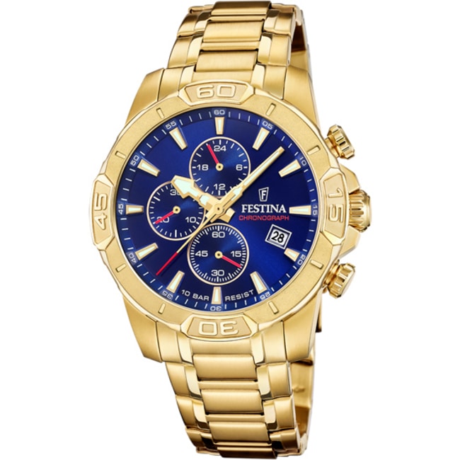 Festina Timeless Chronograph Golden / Blue 45mm - F20705/3