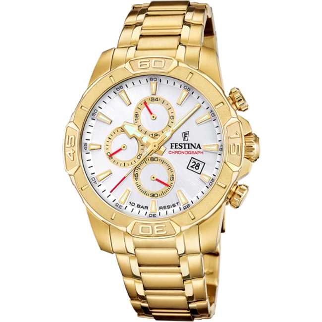 Festina Timeless Chronograph Golden / White 45mm - F20705/1