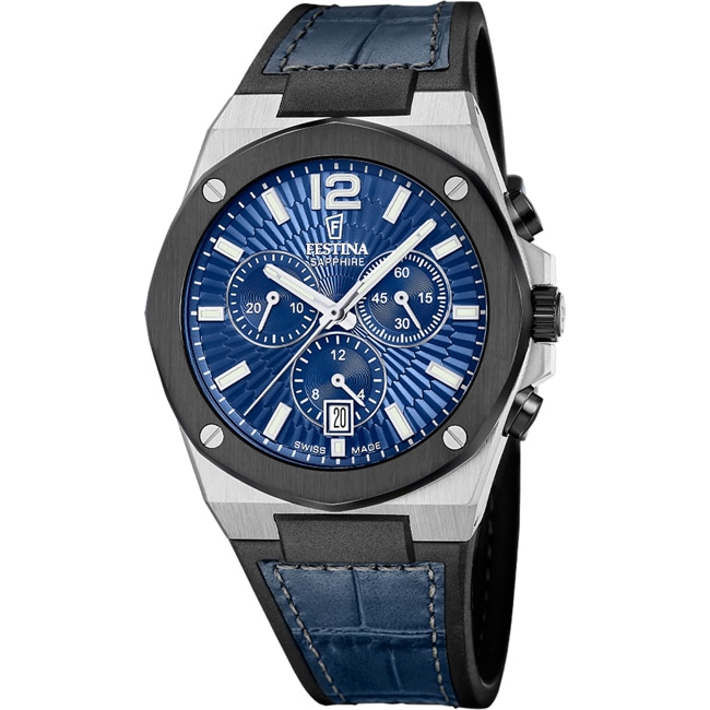 Festina Swiss Vallée Chronographe Argenté / Bleu - F22003/2