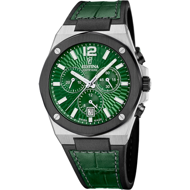 Festina Swiss Vallée Chronographe Argenté / Vert Festina Swiss Vallée Chronographe Argenté / Vert - F22003/3