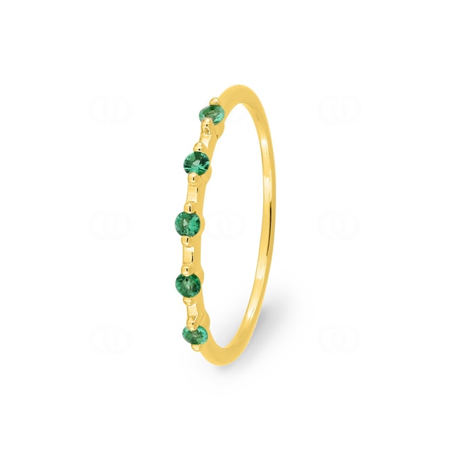 Five Stone Ring 750/18 K Gelbgold mit Smaragden - 1.7514.E0