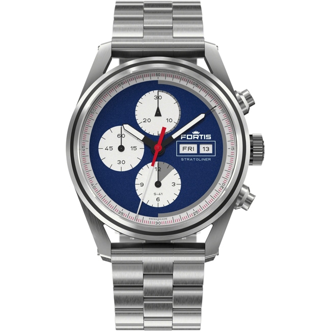 Fortis Stratoliner S-41 Blue Japan Block Bracelet - F2340010