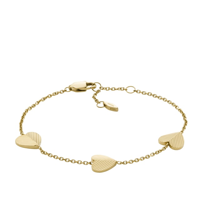 Fossil Chain Bracelet Harlow Linear Texture Heart Gold - JF04653710