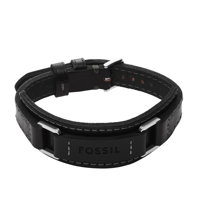 Fossil Armband Machine Edelstahl Leder gepolstert schwarz - JF04950040