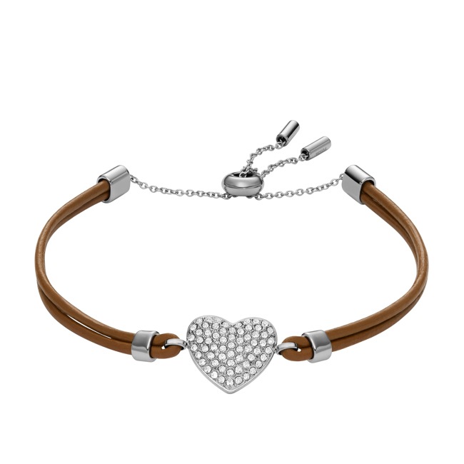 Fossil Bracelet Sadie Glitz Heart Cuir marron - JF04675040