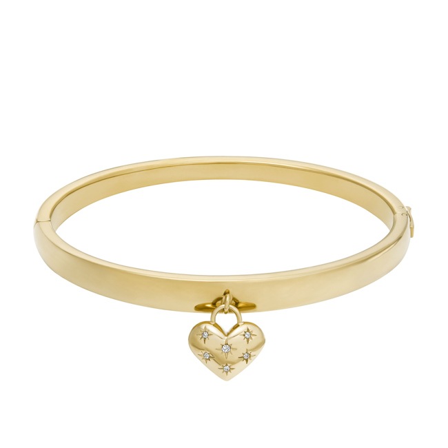Fossil Bangle Bracelet Sadie All My Love Gold-Tone Stainless Steel Heart - JF04831710