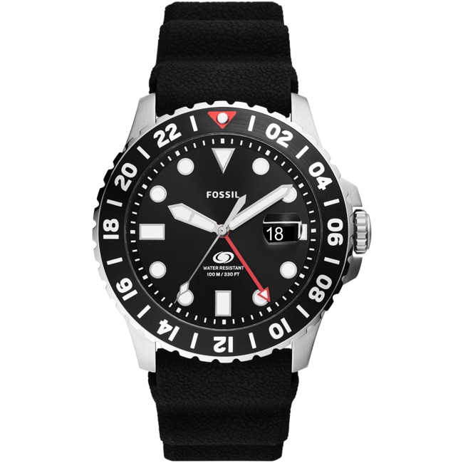 Fossil Blue Dual Time Silbrig / Schwarz 46mm - FS6036