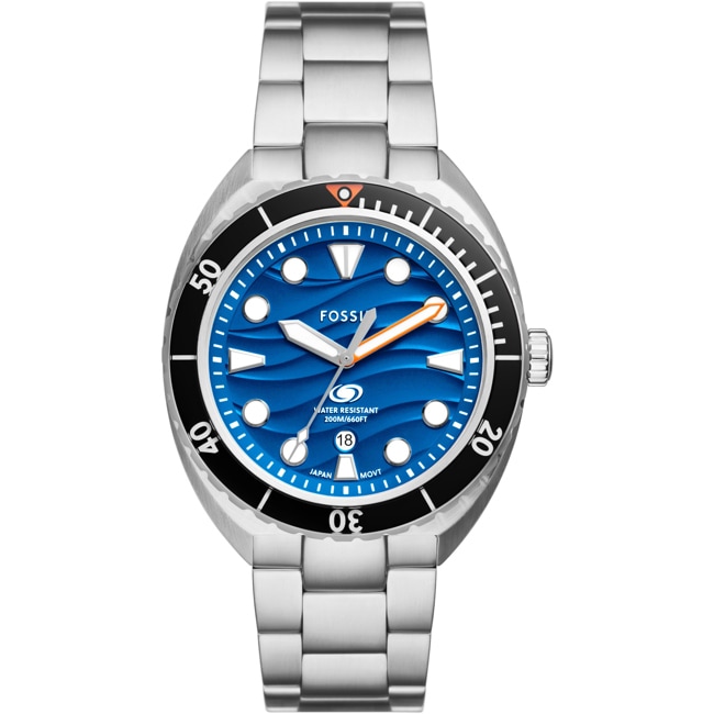 Fossil Breaker Date Silbrig / Blau 42mm - FS6064