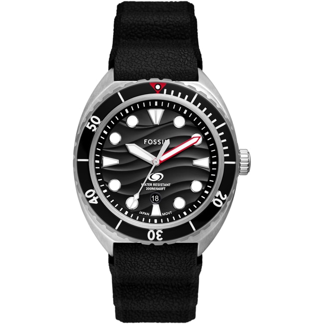 Fossil Breaker Date Silbrig / Schwarz 42mm - FS6062