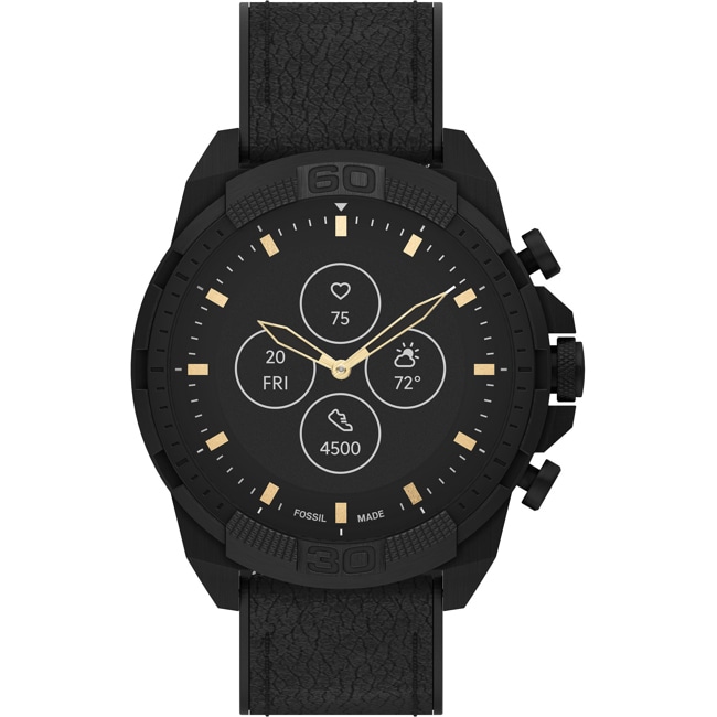 Fossil Bronson Hybrid Smartwatch HR Black leather - FTW7060