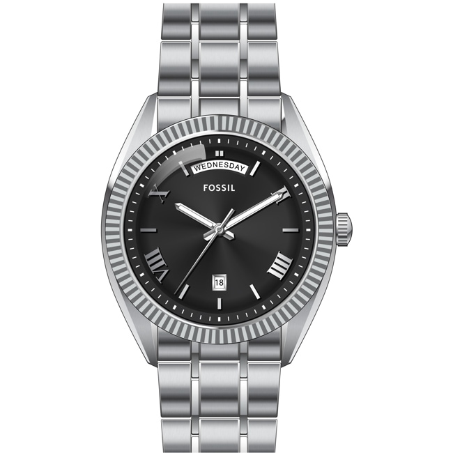 Fossil Campbell Day Date Silver / Black - FS6139