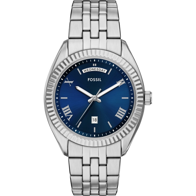 Fossil Campbell Day Date Silver / Blue - FS6140