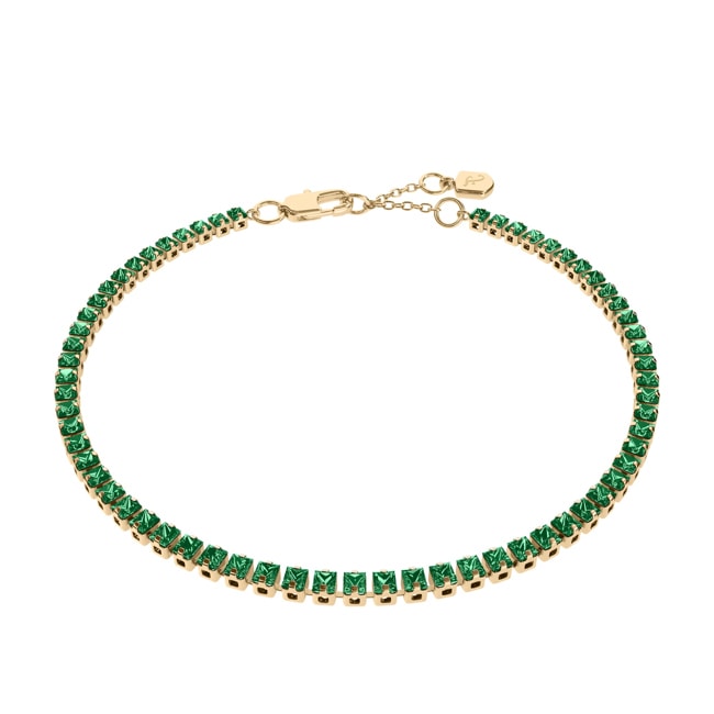 Fossil Ellis Armband Pave Glitz Messing Grün - JA7342710