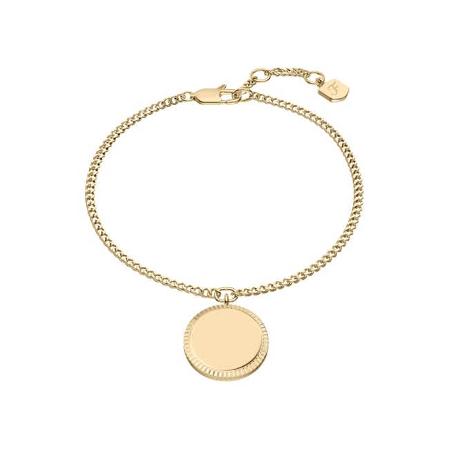 Fossil Ellis Kettenarmband aus Edelstahl goldfarben mit ID-Plakette - JF04979710
