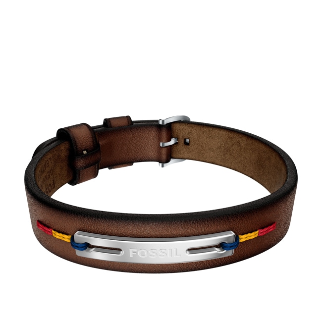 Fossil Everett Armband Aus Braunem Leder Mit Ziernähten - JF05025040