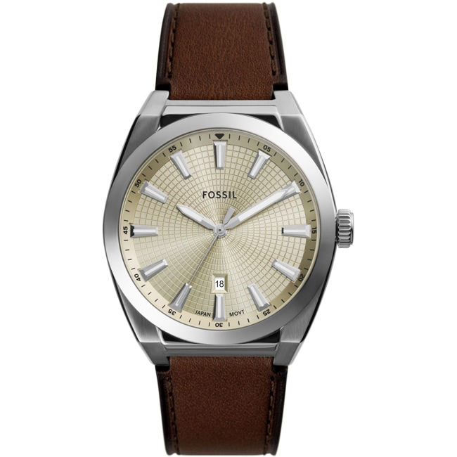 Fossil Everett Leder Braun Silbrig / Braun & Beige - FS6071
