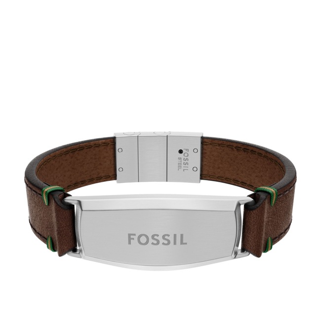 Fossil Everett Topstitch ID-Armband aus braunem Leder - JF04988040