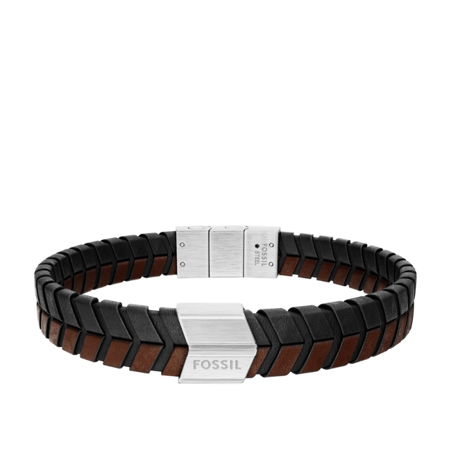Fossil Geflochtenes Armband aus schwarzem und braunem Leder - JF04984040
