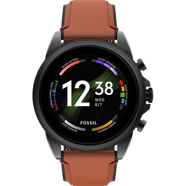 Fossil Gen 6 Smartwatch HR Cuir brun 44 - FTW4062