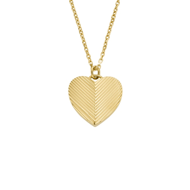 Fossil Necklace Harlow Linear Texture Heart Gold - JF04652710