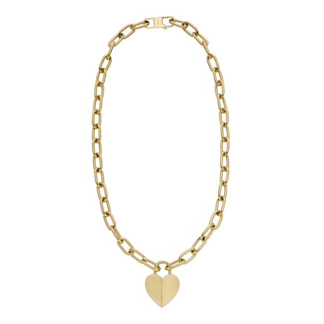 Fossil Necklace Harlow Linear Texture Heart Gold - JF04656710