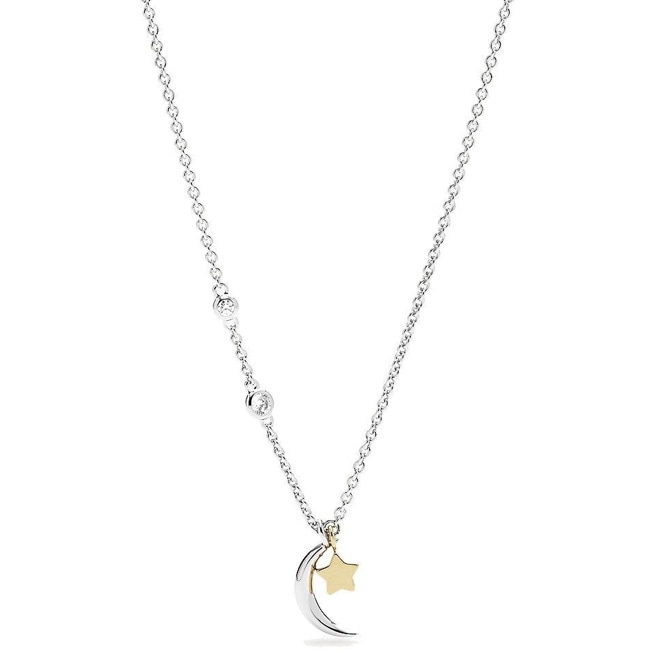 Fossil Collier Sterling Silver Star and Crescent Moon - JFS00432998