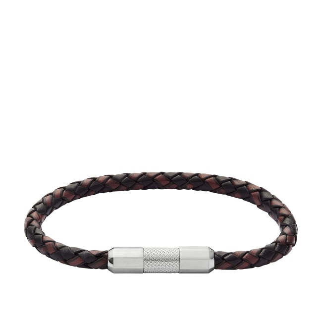 Fossil Knox Leather Bracelet Knurled Texture Brown - JF04918040