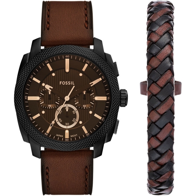 Fossil Machine Chronograph 44mm Braun / Schwarz Set  - FS6102SET