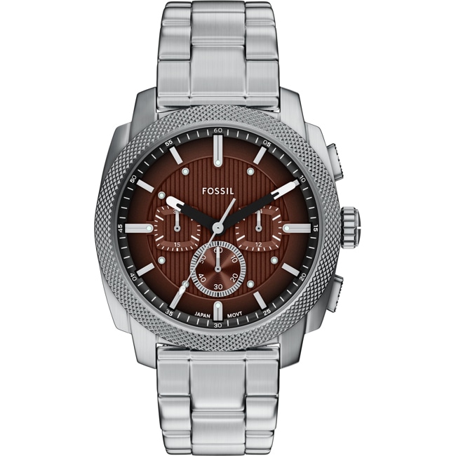 Fossil Machine Chronograph 44mm Silbrig / Braun - FS6144