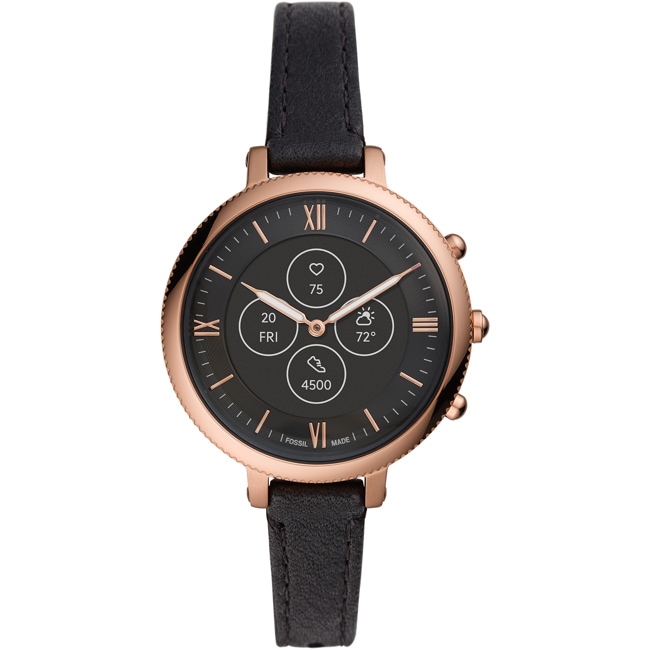 Fossil Monroe Hybrid Smartwatch HR Black leather - FTW7035