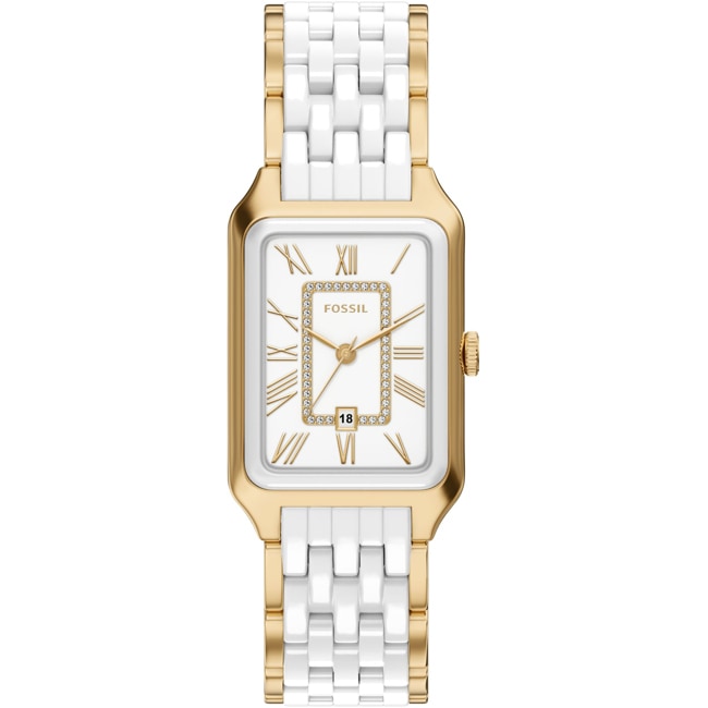 Fossil Raquel Date Goldig / Weiss 26mm - CE1136