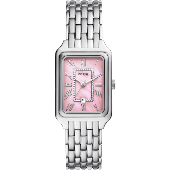 Fossil Raquel Date Argenté / Rose 26mm - ES5401