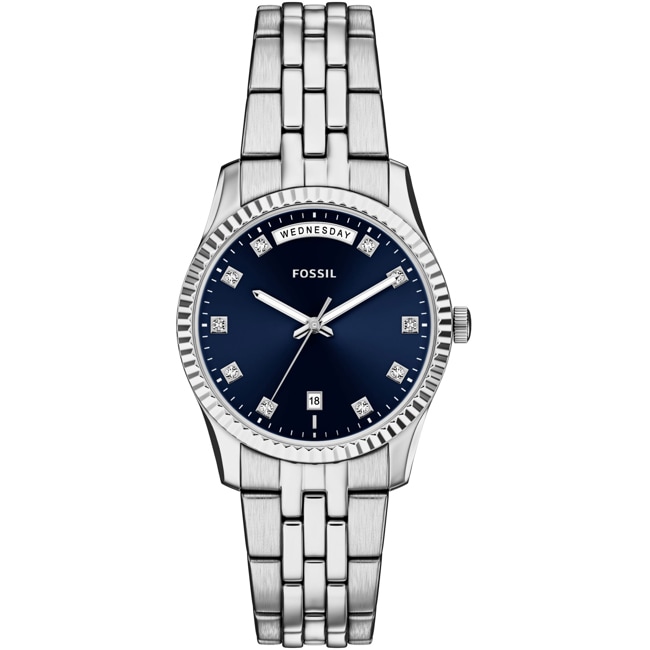 Fossil Scarlette Day-Date Silbrig / Blau 34mm - ES5457