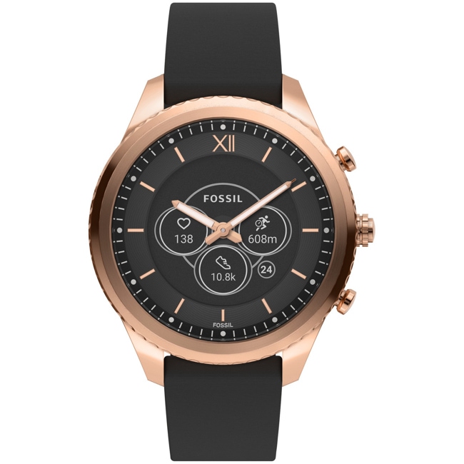 Fossil Stella Hybrid Smartwatch HR Leder schwarz - FTW7064