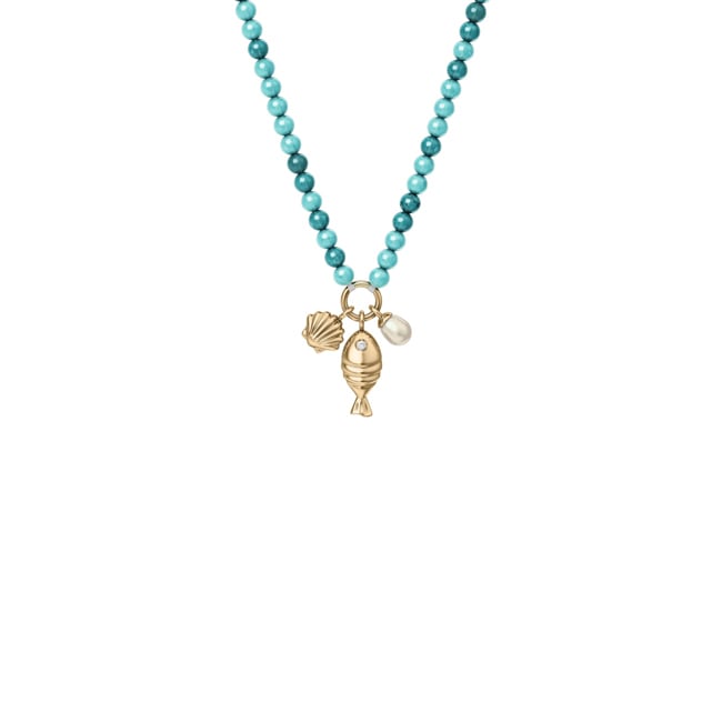 Fossil Sutton Collier By The Sea avec perles en acrylique et coquillages, bleu turquoise - JA7318710
