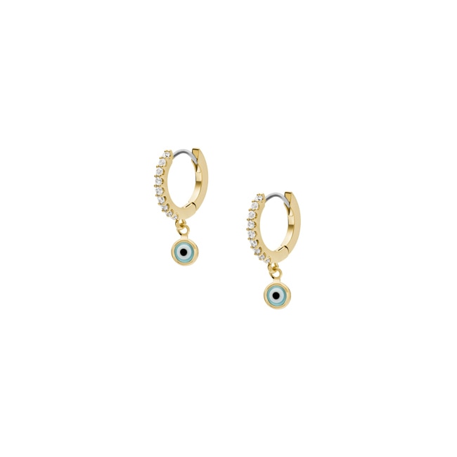 Fossil Sutton Hoop earrings Evil Eye Gold-Tone - JA7286710