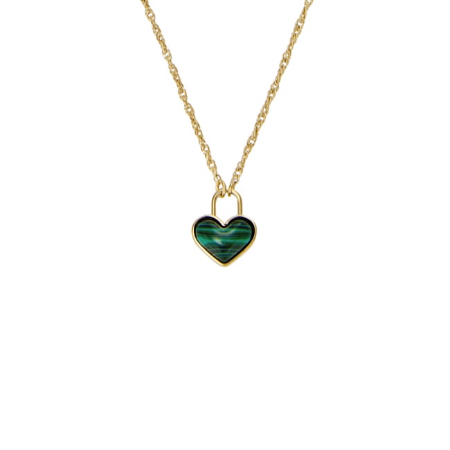 Fossil Sutton Collier Pendentif Modern Meadows Heart reconstitué en malachite dorée - JF04857710