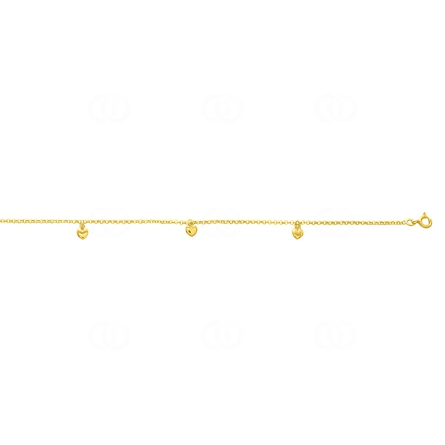 Fusskette 750/18 K Gelbgold mit Herz Charms - C21CH2-25