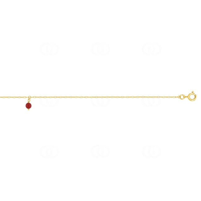 Fusskette 750/18 K Gelbgold mit Korallen Charm - F30TCH7