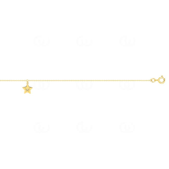 Chaîne de cheville or jaune 750/18 ct avec breloque étoile - F24CH2