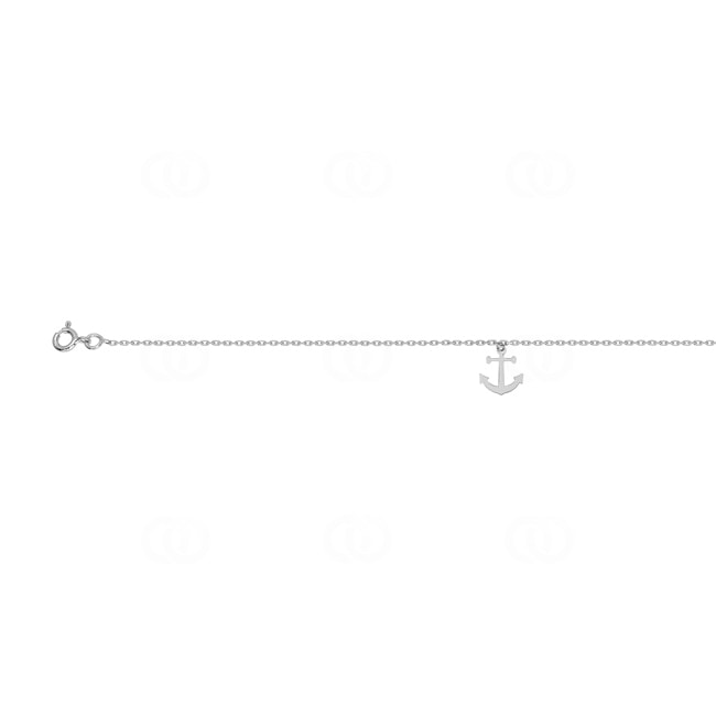 Chaîne de Cheville Argent 925 rhodié 26cm, Ancre - 333285