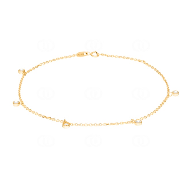 Chaîne pour cheville forçat or jaune 750/18 ct avec zircones - 777801ZIR