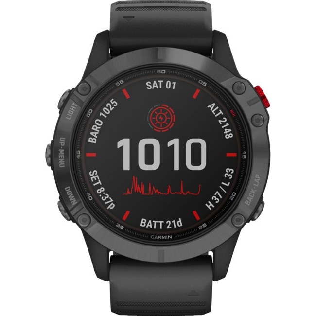 Garmin Fenix 6 Pro Solar Shale Grey with black strap - 010-02410-15