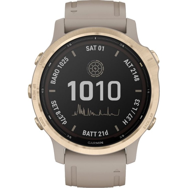 Garmin Fenix 6S Pro Solar Light Gold avec bracelet beige - 010-02409-11