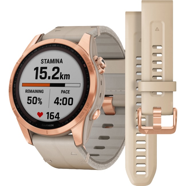 Garmin Fenix 7S Sapphire Solar Cuir beige - 010-02539-35