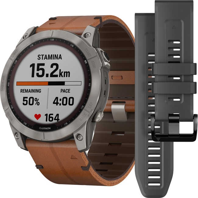 Garmin Fenix 7X Sapphire Solar Cuir marron - 010-02541-19
