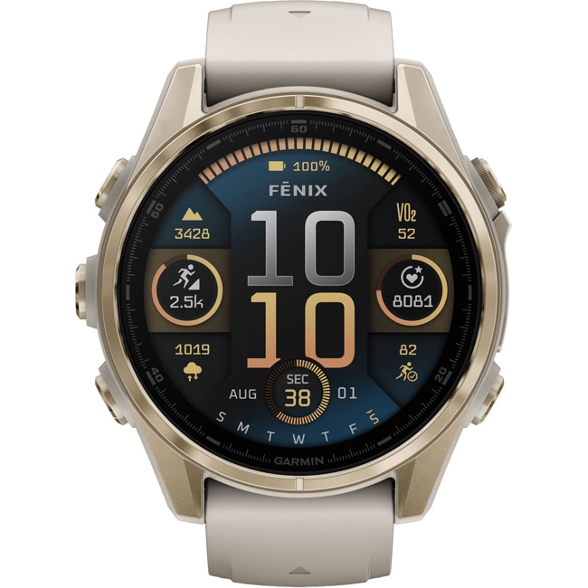 Garmin Fenix 8 - 43mm AMOLED Sapphire Fog Grey / Soft Gold Garmin Fenix 8 - 43mm AMOLED Sapphire Fog Grey / Soft Gold - 010-02903-11