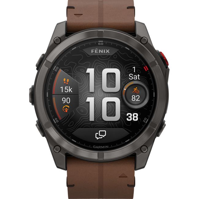 Garmin Fenix 8 Pro - 51mm AMOLED Sapphire Carbongrau / Leder braun - 010-03199-40